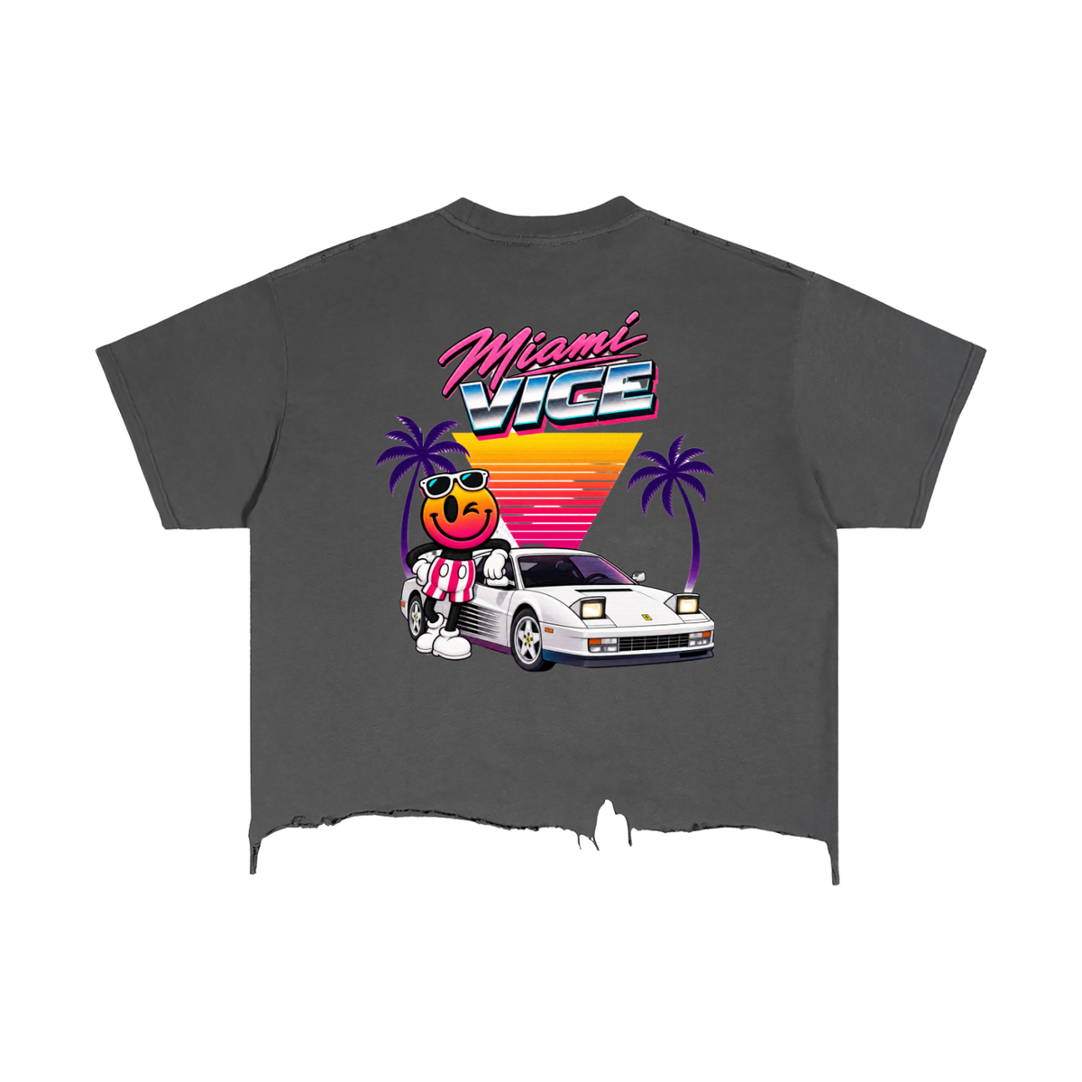Miami Vintage Wash Boxy Distressed Hem T-Shirt