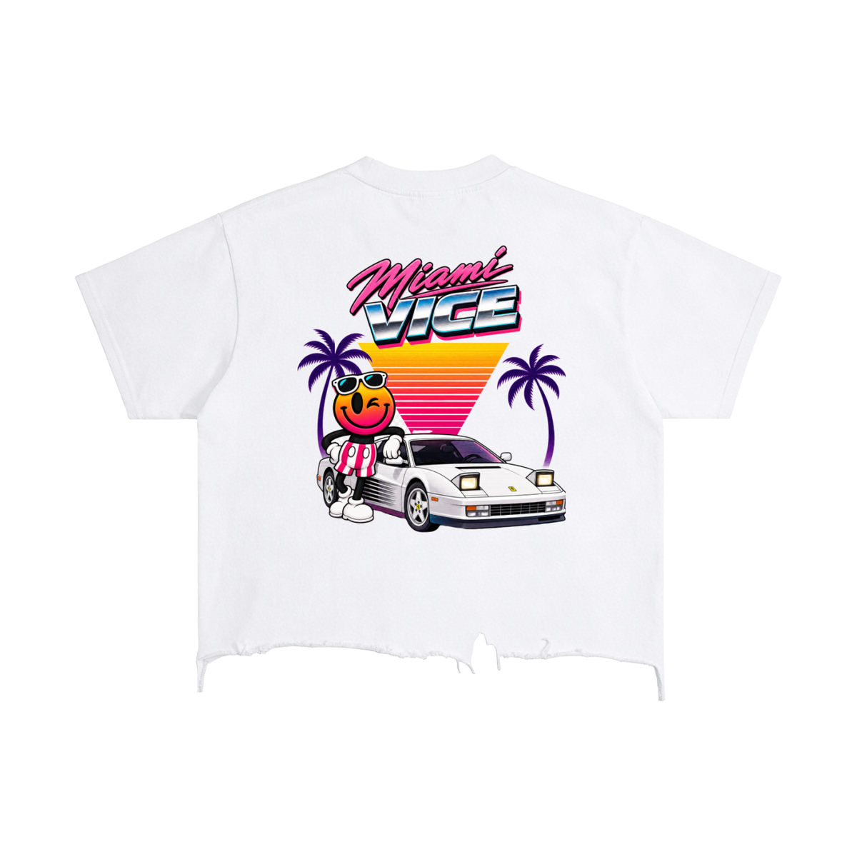 Miami Vintage Wash Boxy Distressed Hem T-Shirt