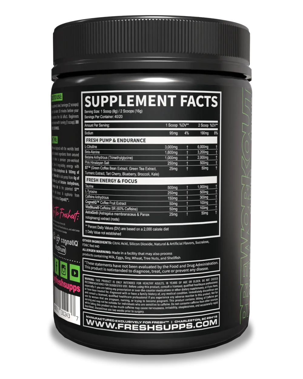 FRESH™ Pre — Supplement Facts