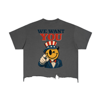 Patriot Vintage Wash Boxy Distressed Hem T-Shirt