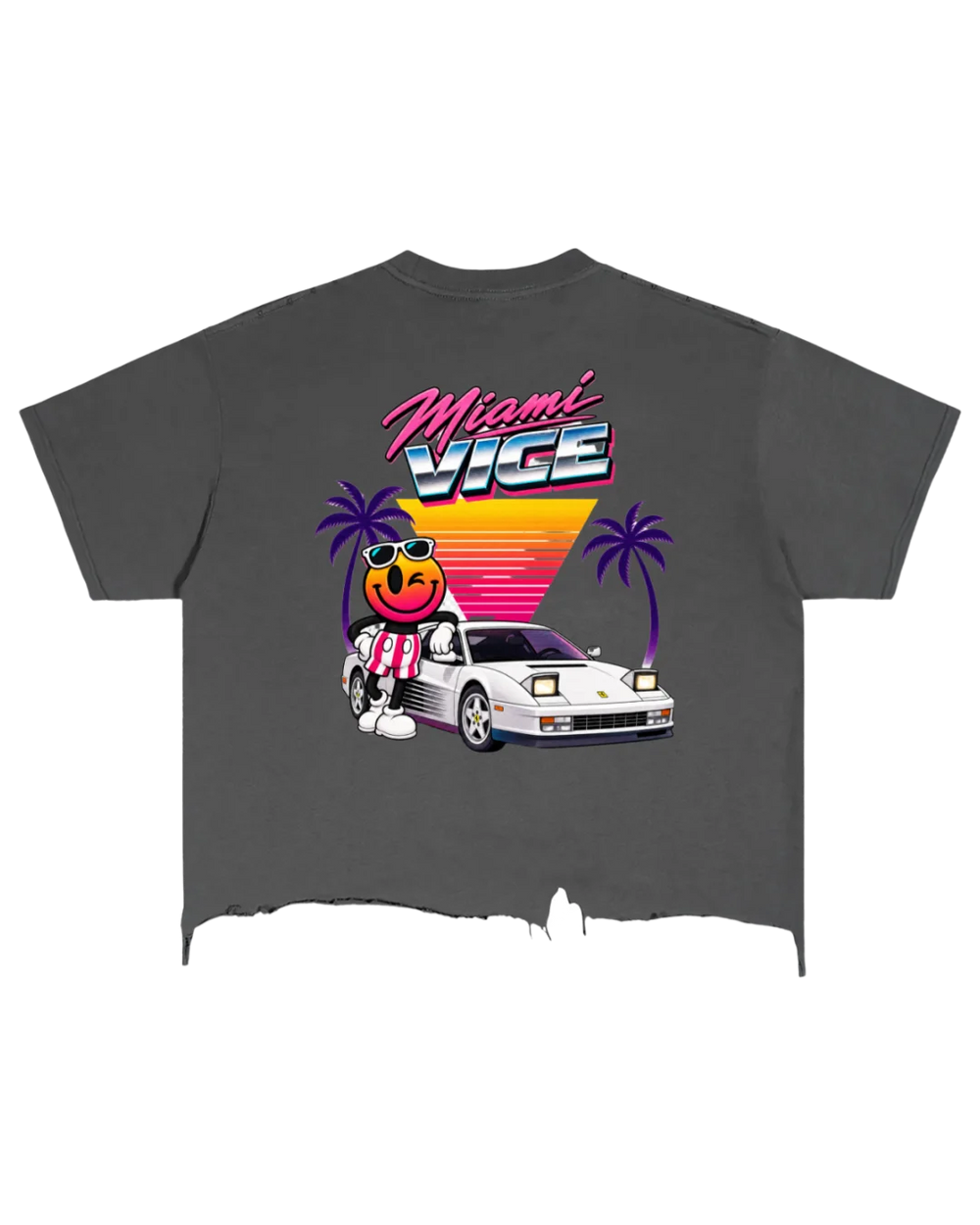 Miami Vintage Wash Boxy Distressed Hem T-Shirt