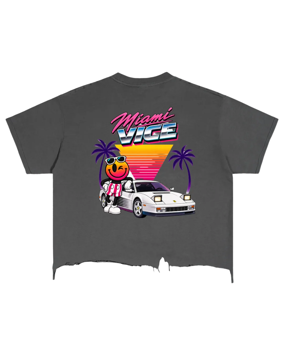 Miami Vintage Wash Boxy Distressed Hem T-Shirt
