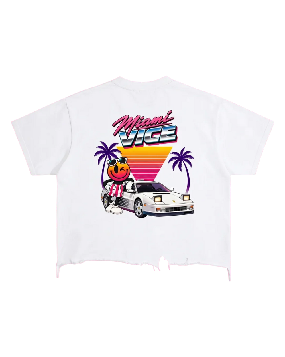 Miami Vintage Wash Boxy Distressed Hem T-Shirt