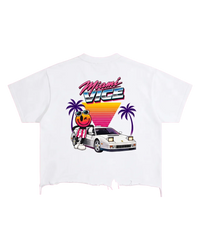 Miami Vintage Wash Boxy Distressed Hem T-Shirt