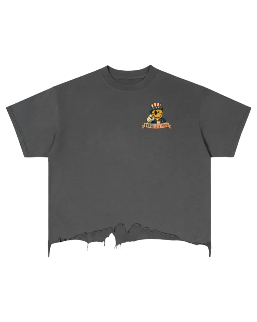 Patriot Vintage Wash Boxy Distressed Hem T-Shirt