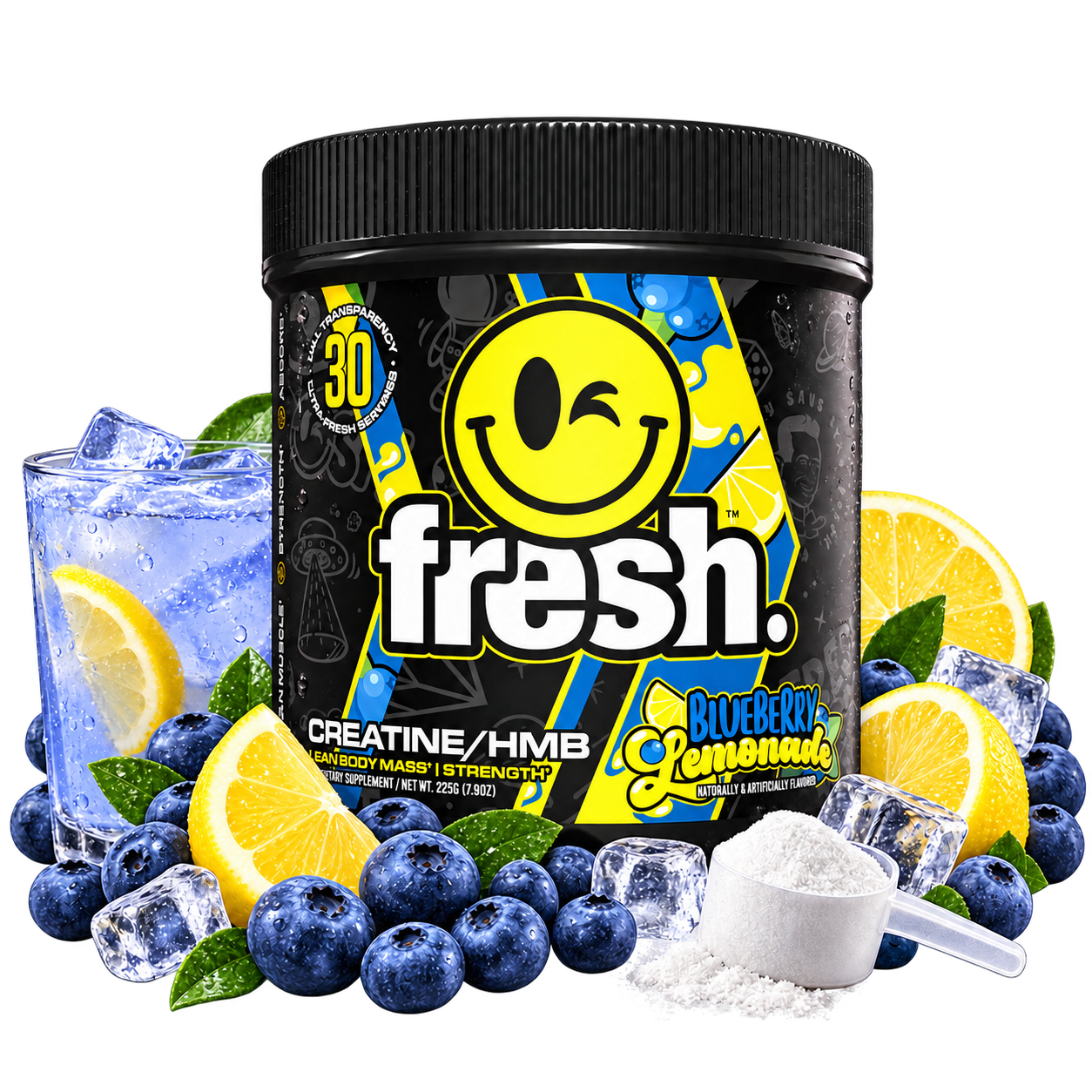 FRESH™ Creatine/HMB — Blueberry Lemonade flavor scene
